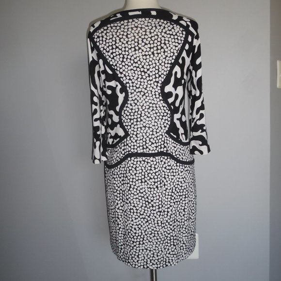 Diane von Furstenberg Black White Rose Heart Firebird Mosaic Silk Mini Dress 8 - Picture 8 of 13